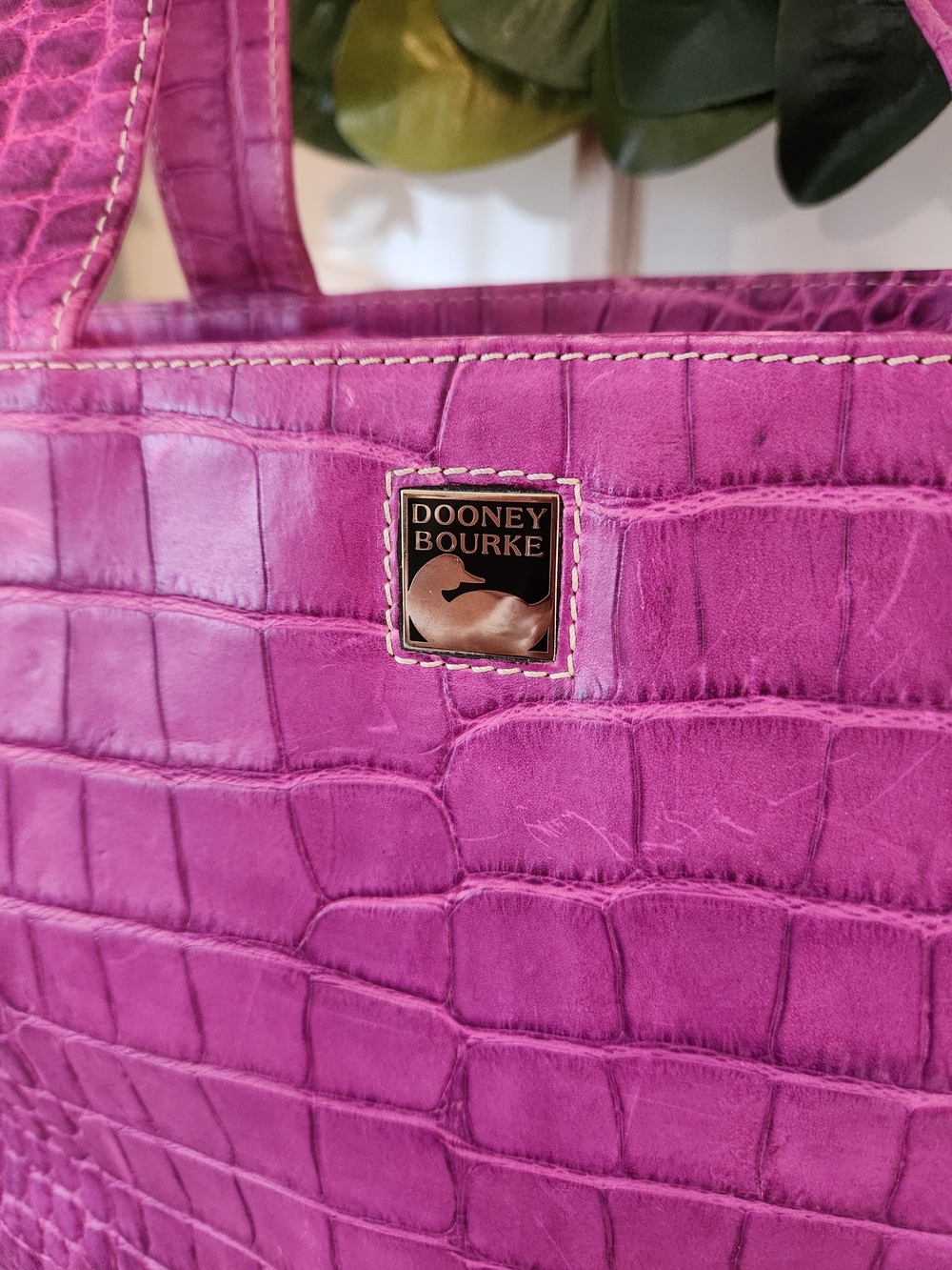 Dooney & Bourke Pink Croc-Embossed Tote Bag - Picture 6 of 12
